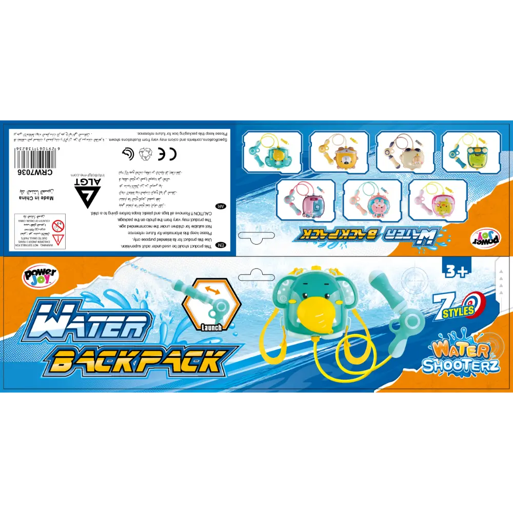 Power Joy Watergun Backpack 5Asst