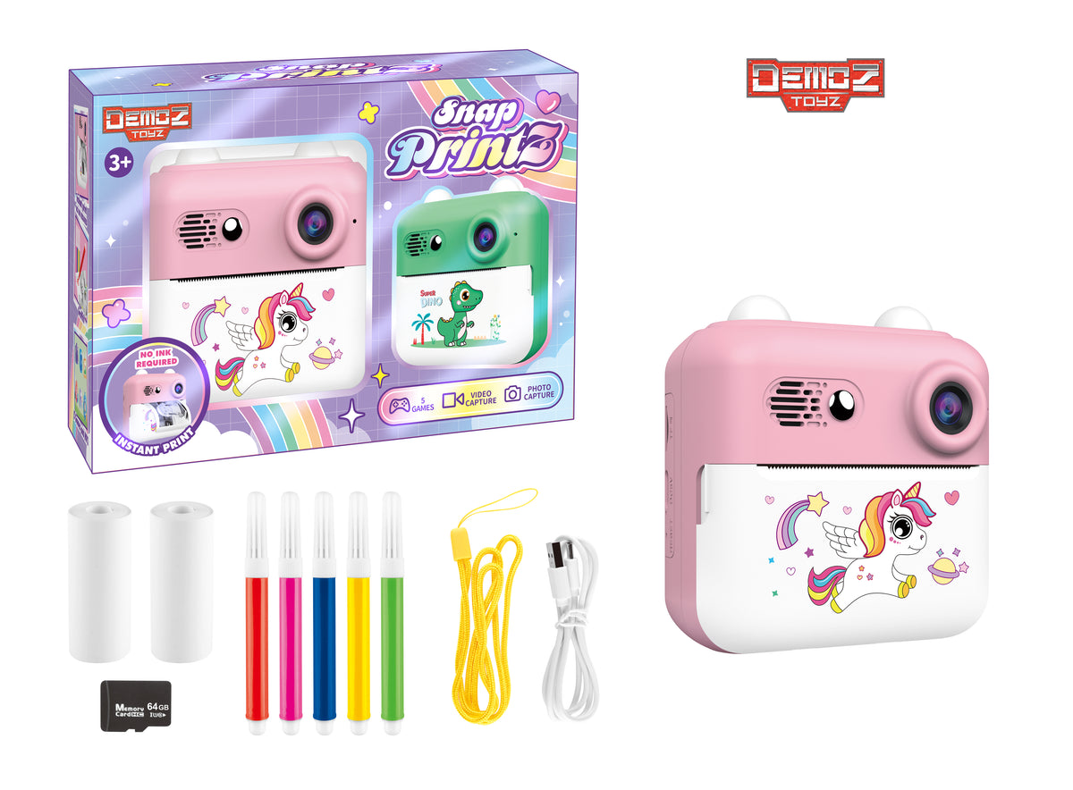 Demoz Snapprintz Pink Kids Camera Battery Operated Electronic Toy