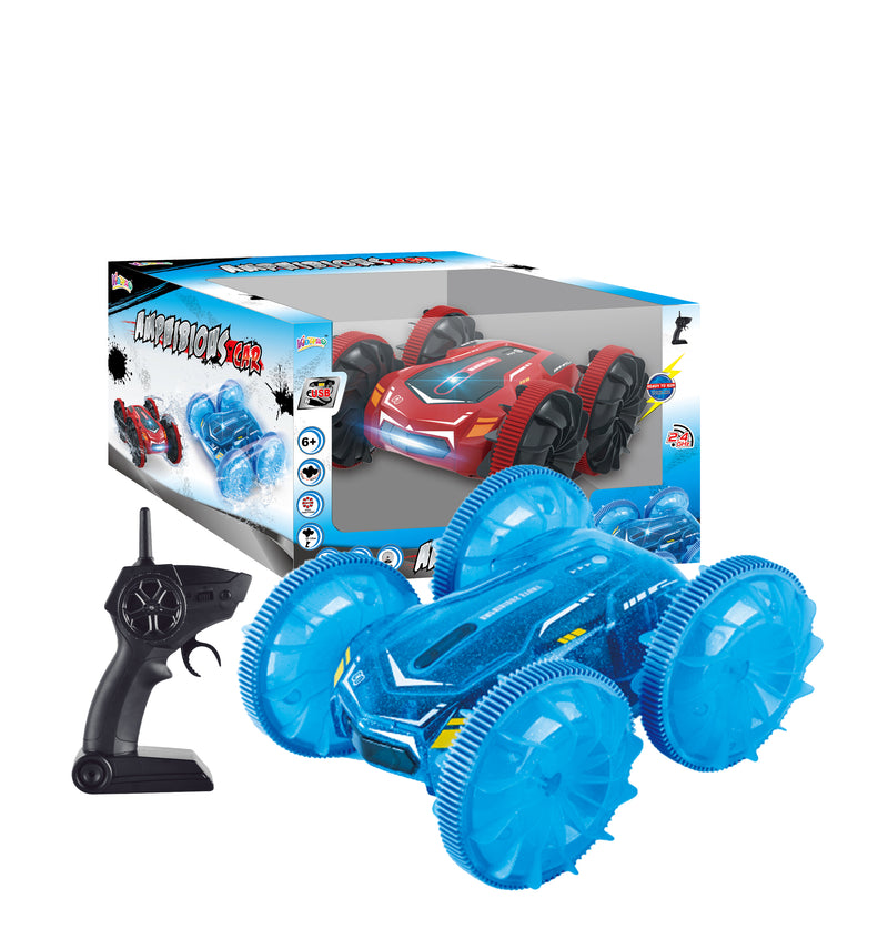 Kidzpro 2.4GHz RC Amphibious Stunt Car with Lights Assorted Colors