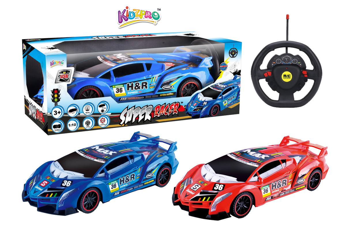 Kidzpro 1:10 RC Super Racer Car with Lights Assorted Colors