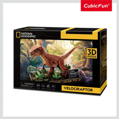 CubicFun National Geographic 3D Puzzle Velociraptor Dinosaur 63 Pieces