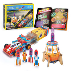 NGEO 3D Puzzle 2in1 Blast-Off Rocket & Racing Car 59pcs