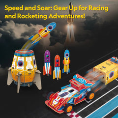 NGEO 3D Puzzle 2in1 Blast-Off Rocket & Racing Car 59pcs