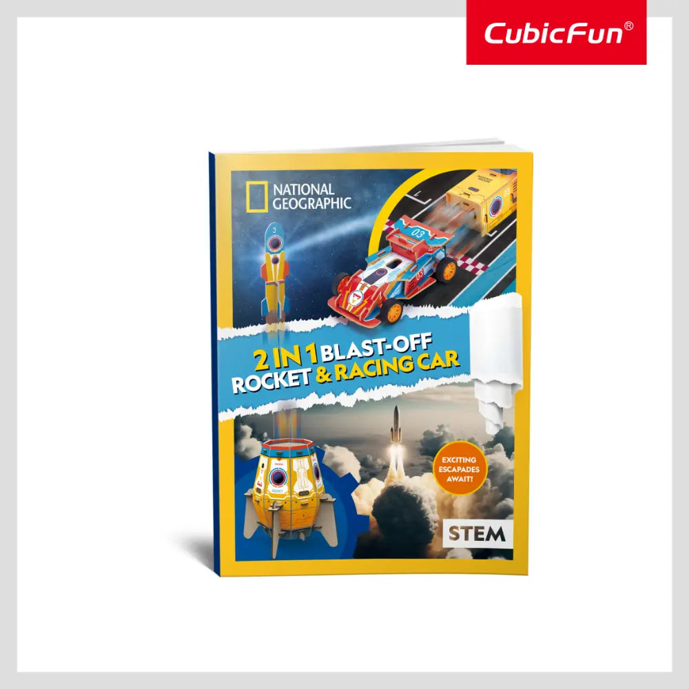 NGEO 3D Puzzle 2in1 Blast-Off Rocket & Racing Car 59pcs