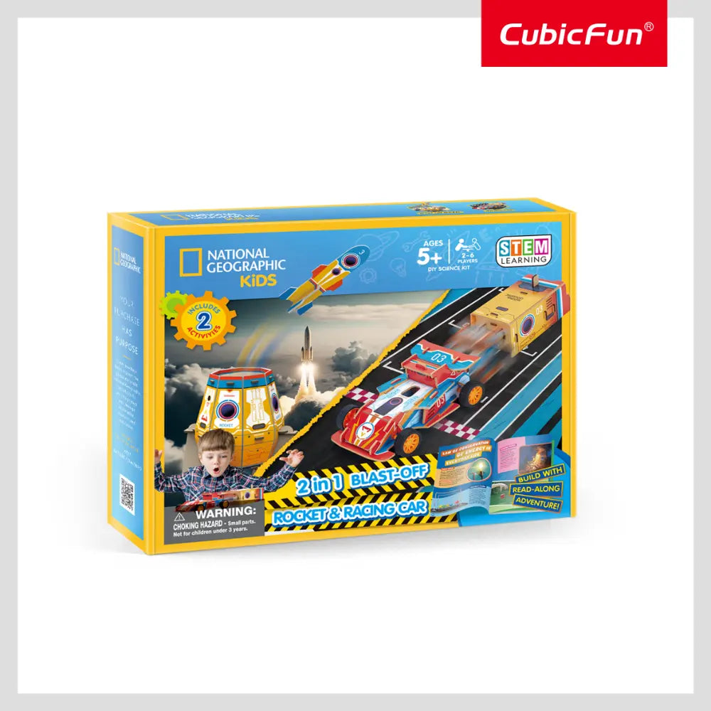 NGEO 3D Puzzle 2in1 Blast-Off Rocket & Racing Car 59pcs