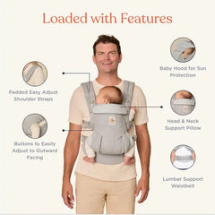 Ergobaby Omni Classic Cool Air Mesh Baby Carrier Pearl Grey All Position Ergonomic Carrier