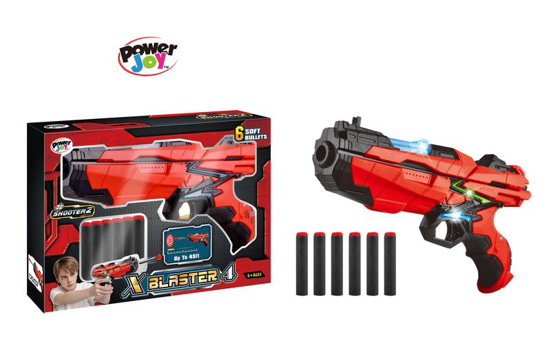 Power Joy Shooterz X-Blaster 4 Battery-Operated Foam Dart Blaster with Lights for Kids