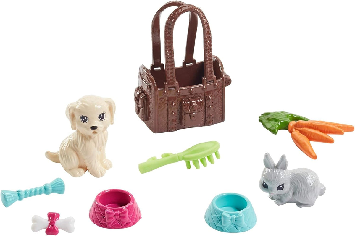 Barbie Doll with Puppy and Bunny Pet Playset with Accessories Toy for Kids