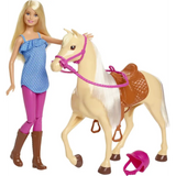 Barbie Doll & Horse Playset, Blonde Hair With Riding Accessories