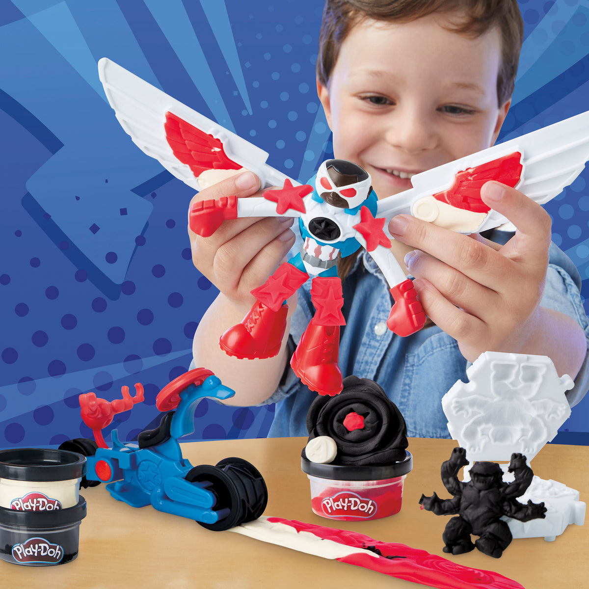 Play-Doh Marvel Captain America Moto-Slicer Playset Super Hero Creative Modeling Toy for Kids