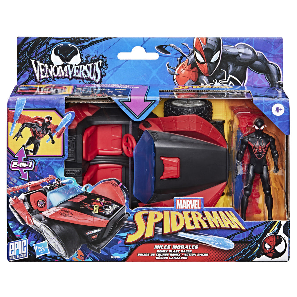 Marvel Miles Morales Remix Racer with Spider-Man Venom Figure & Super Hero Accessories