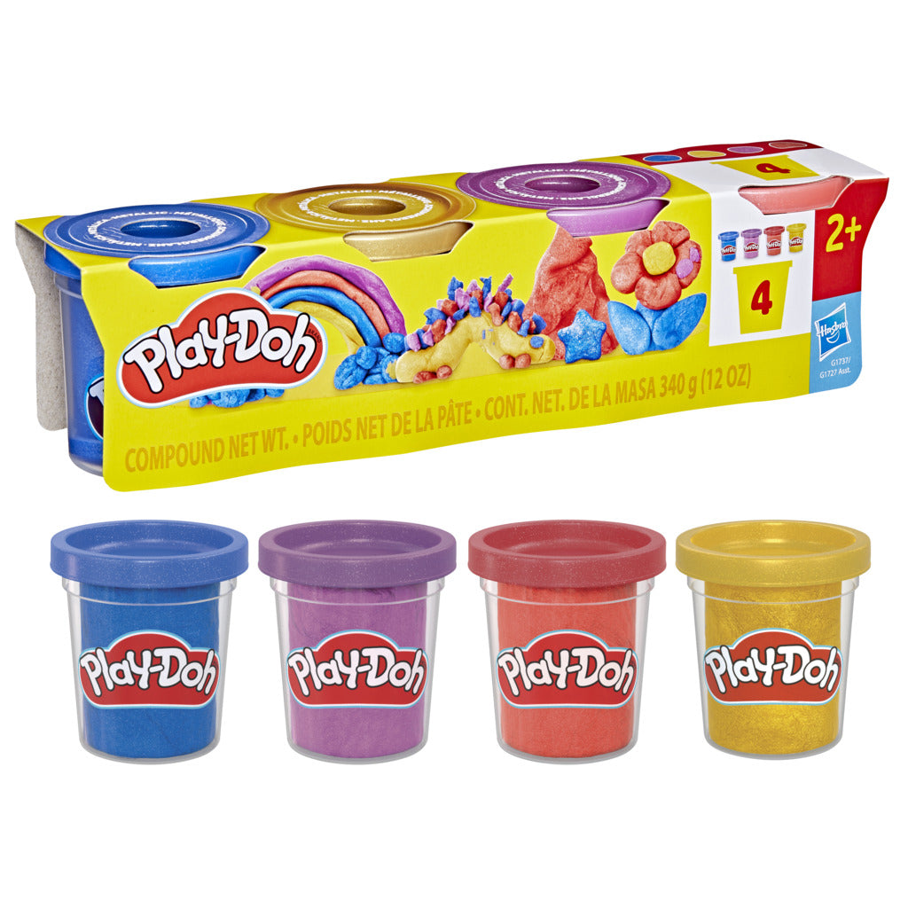 Play-Doh Metallic Shine Specialty Modeling Compound 4-Pack Assorted Shimmer Colors for Kids Creative Play