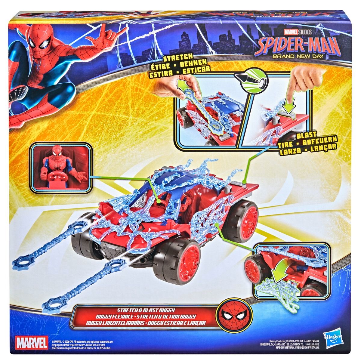 Marvel Spider-Man Stretch & Blast Buggy Flexible 4.5 Inch Action Figure Toys for Kids
