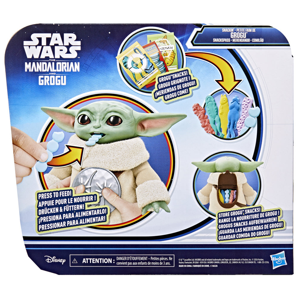 Star Wars Snackin’ Grogu Action Figure 6.5-Inch Toy with 6 Pretend Snacks