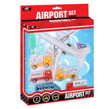 Power Joy Airport Play Set 7 Pieces Toy Airplane and Vehicles Set for Kids Ages 3+