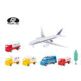 Power Joy Airport Play Set 7 Pieces Toy Airplane and Vehicles Set for Kids Ages 3+