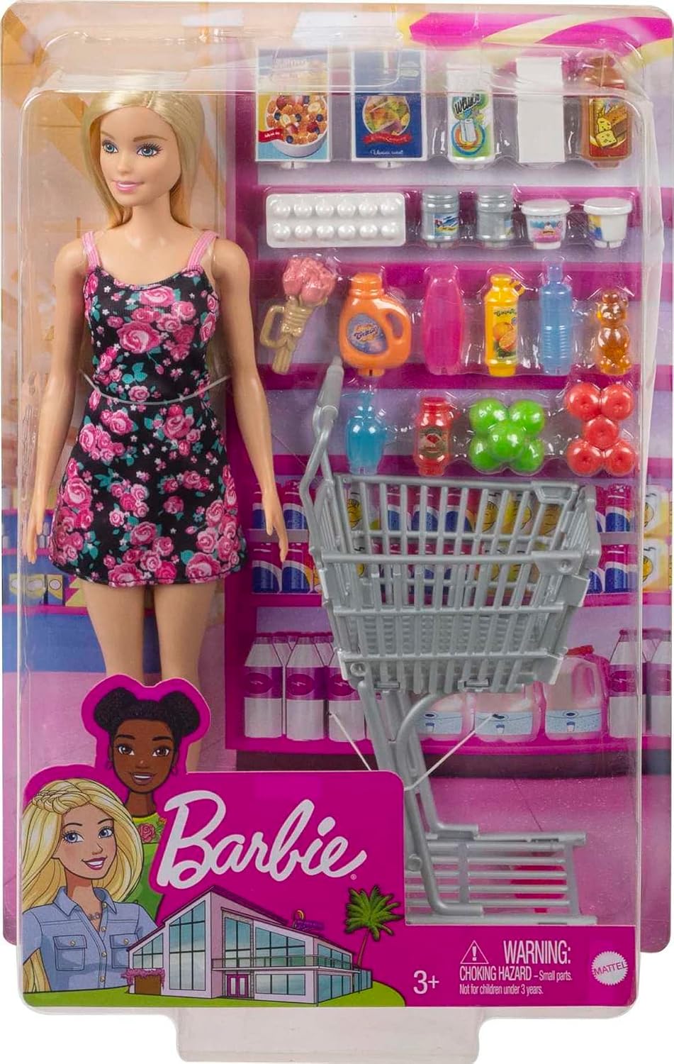 Barbie Doll & Supermarket Playset with Shopping Cart and Accessories
