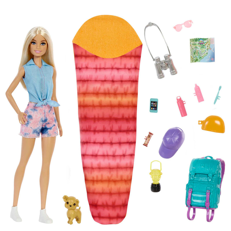 Barbie Malibu Camping Doll with Puppy & Outdoor Accessories