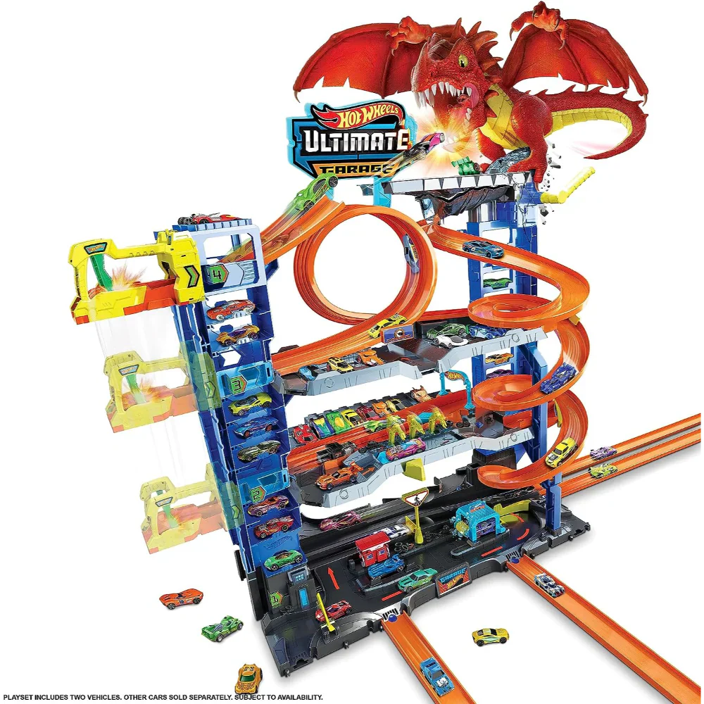 Hot Wheels Ultimate Garage Multi-Level Track Playset with 2 Cars