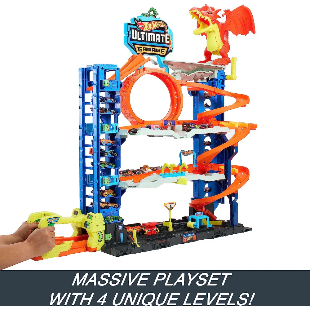 Hot Wheels Ultimate Garage Multi-Level Track Playset with 2 Cars