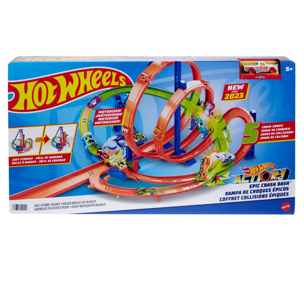 Hot Wheels Action Epic Crash Dash Track Set with Motorized Booster