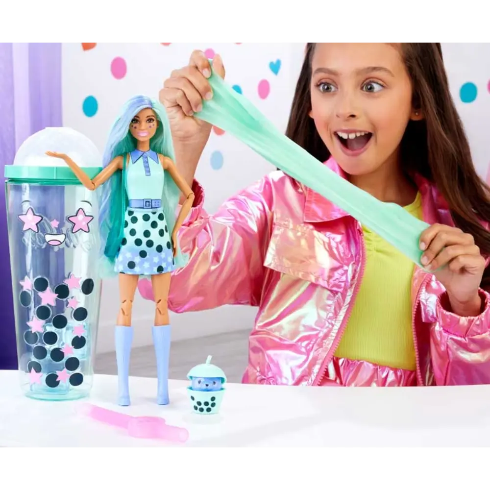 Barbie Pop Reveal Bubble Tea Series Doll & Accessories with Fashion Doll & Pet, 8 Surprises Include Color Change, Cup with Storage
