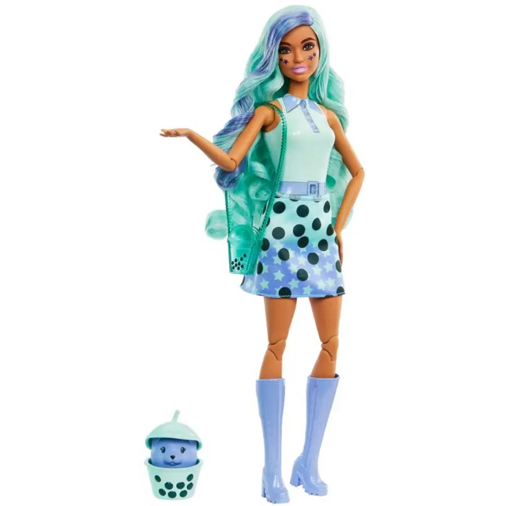Barbie Pop Reveal Bubble Tea Series Doll & Accessories with Fashion Doll & Pet, 8 Surprises Include Color Change, Cup with Storage