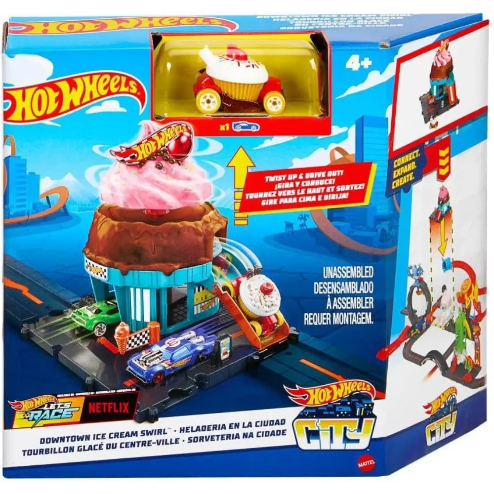 Hot Wheels City Downtown Ice Cream Shop Playset