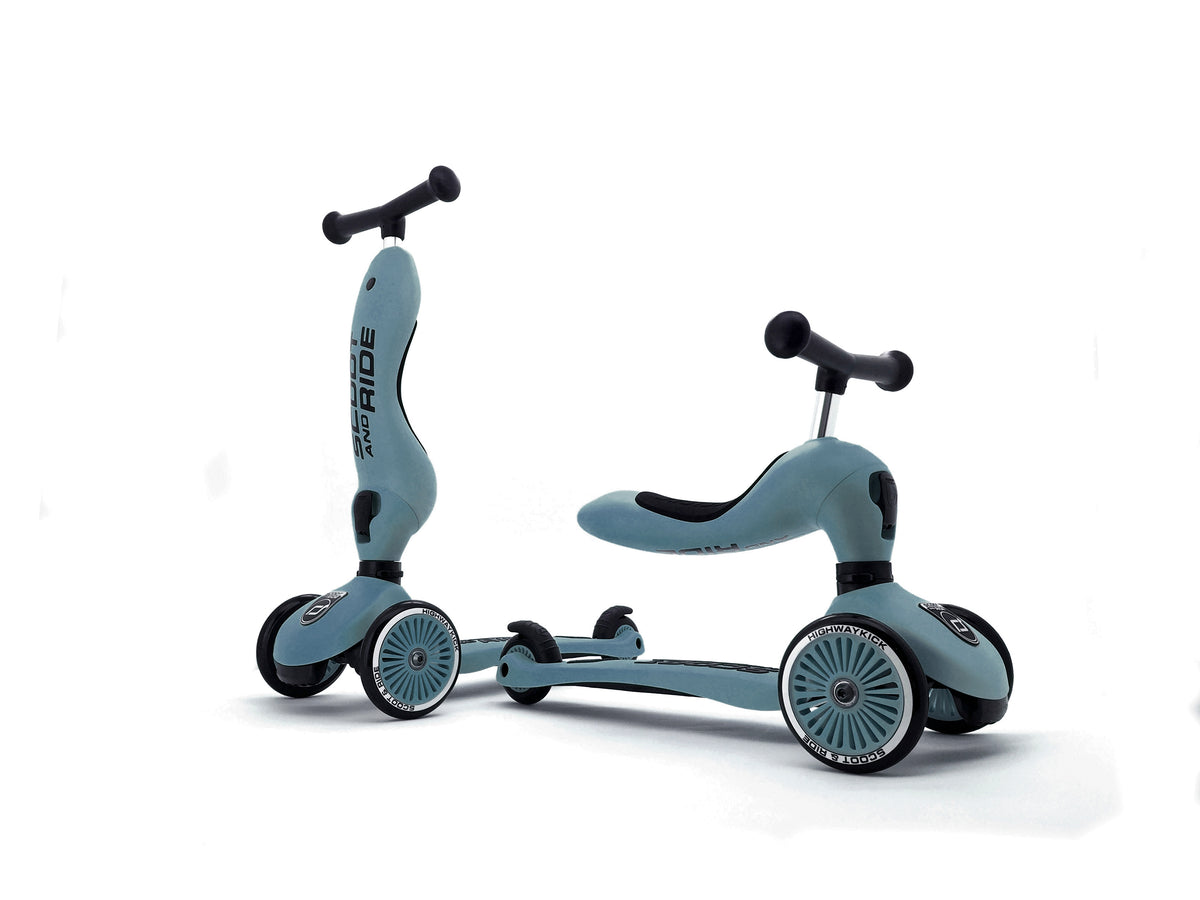 Scoot & Ride 2-in-1 Highwaykick 1 & Helmet XXS-S Steel Bundle