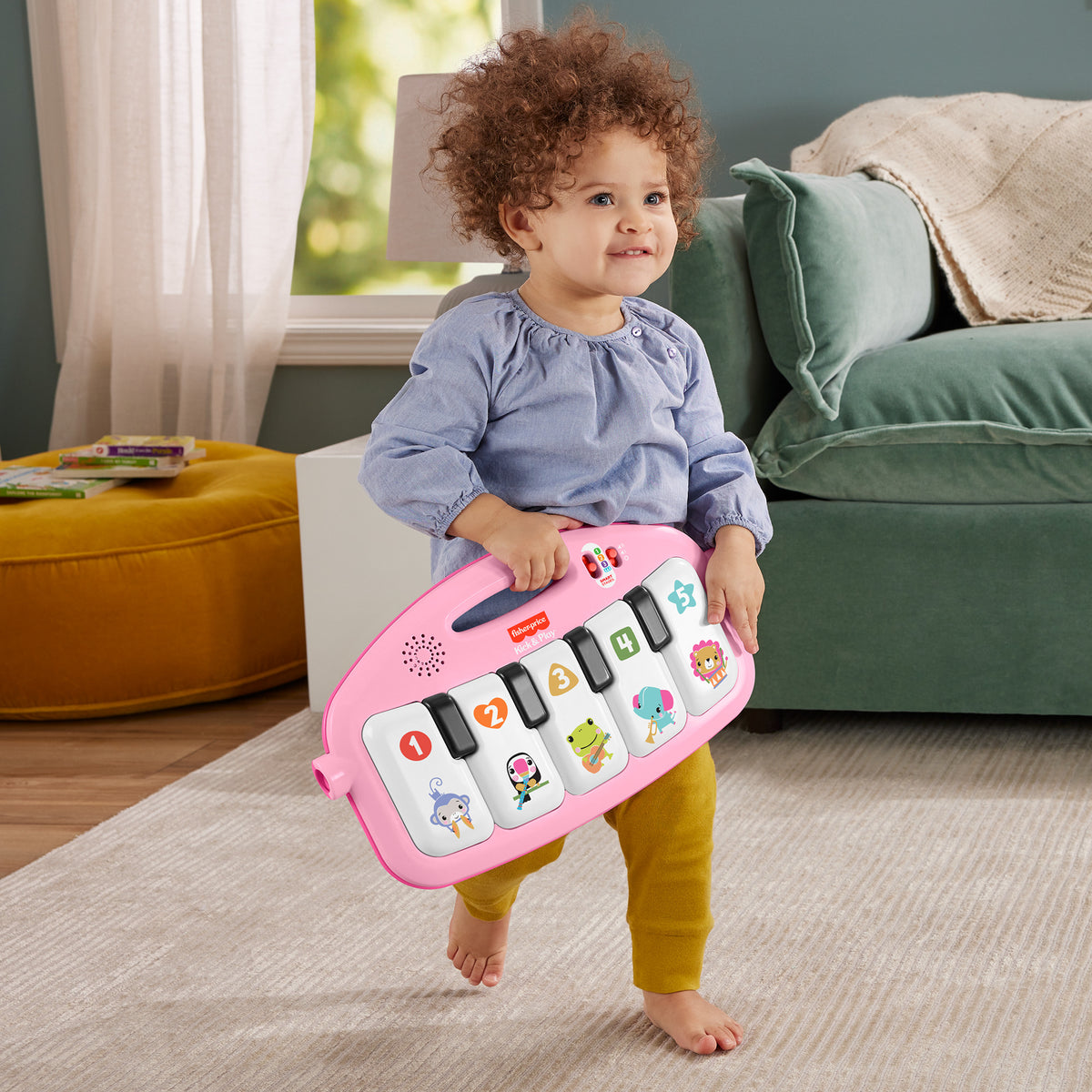 Fisher-Price Glow & Grow Kick & Play Pink Piano Gym Infant Activity Mat