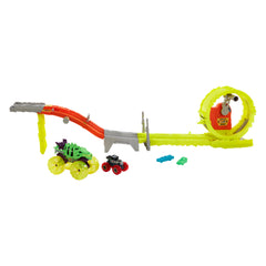 Hot Wheels Monster Trucks Skelesaurus vs. Bone Shaker Race and Crash Playset for Kids