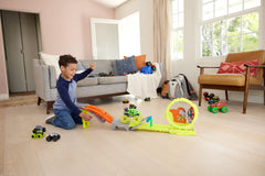 Hot Wheels Monster Trucks Skelesaurus vs. Bone Shaker Race and Crash Playset for Kids