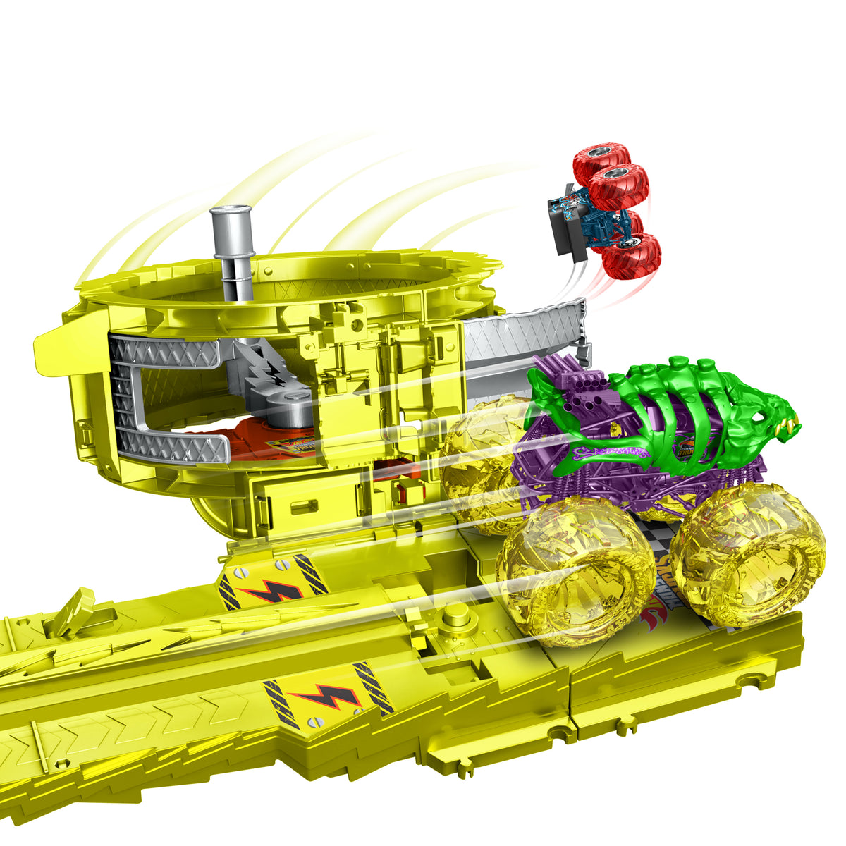 Hot Wheels Monster Trucks Skelesaurus vs. Bone Shaker Race and Crash Playset for Kids
