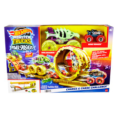 Hot Wheels Monster Trucks Skelesaurus vs. Bone Shaker Race and Crash Playset for Kids