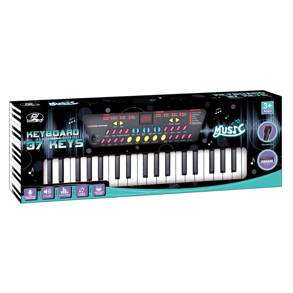 Power Joy Music Keyboard 37 keys with Mic Battery Operated