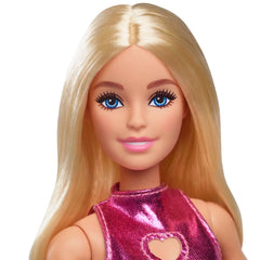 Barbie Fashionistas 11 Doll in Metallic Pink Mini Dress with Heart Cut-Out Blonde Hair