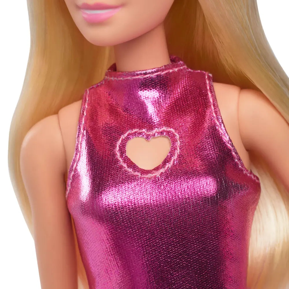 Barbie Fashionistas 11 Doll in Metallic Pink Mini Dress with Heart Cut-Out Blonde Hair