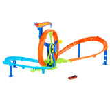 Hot Wheels Rapid Launch & Loop Car Track with 1:64 Scale Playset Vehicle for Kids
