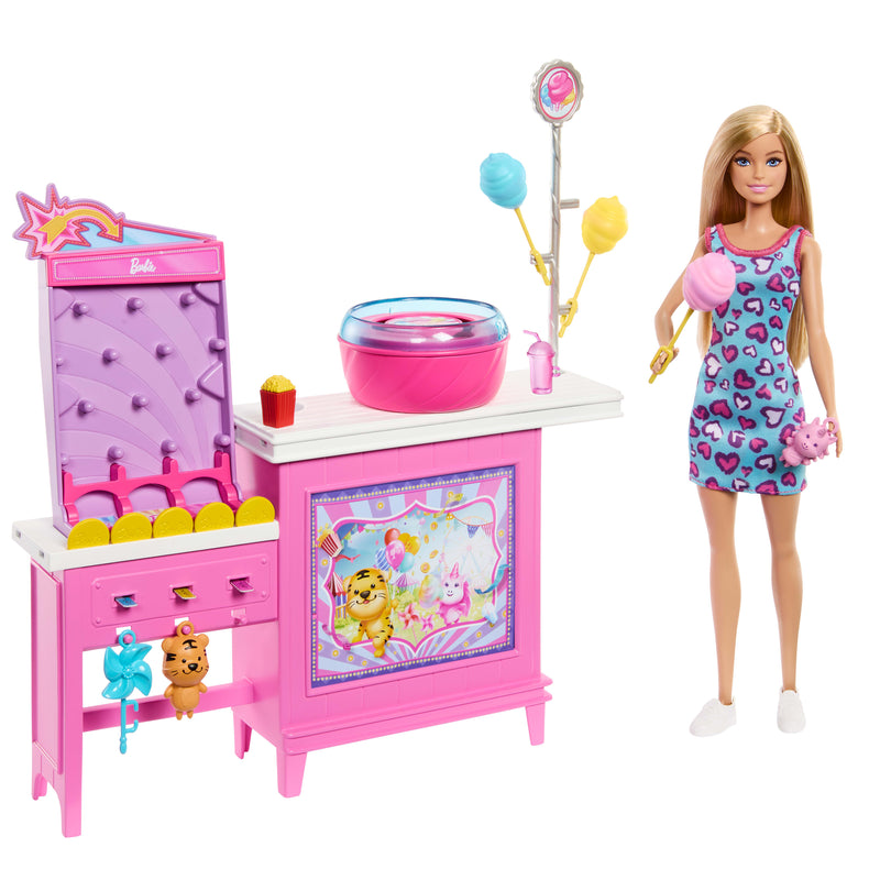 Barbie Mysteries Beach Detectives Malibu Doll & Cotton Candy Game Booth Playset with Accessories