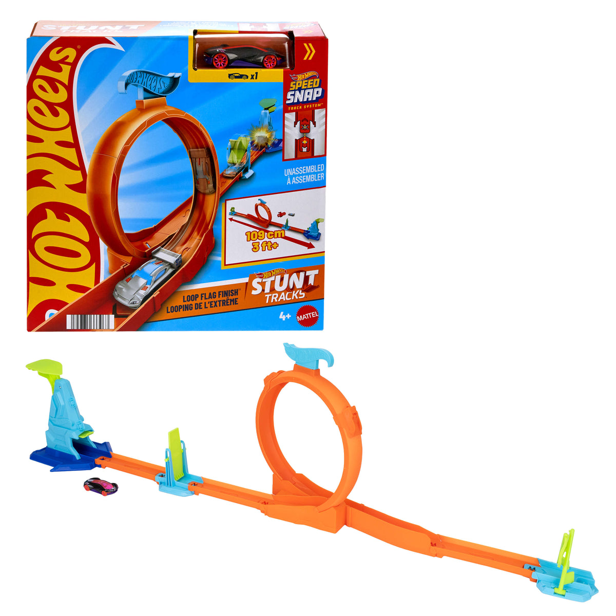 Hot Wheels Stunt Champion Loop Track Set with 1:64 Scale Vehicle – Assorted