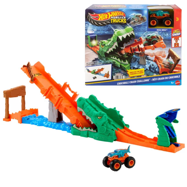 Hot Wheels Monster Trucks Crocodile Crash Challenge Playset with Mega-Wrex