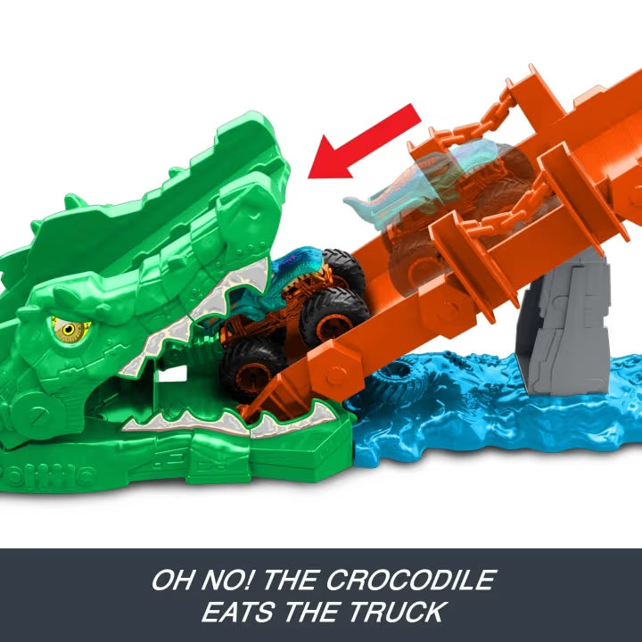 Hot Wheels Monster Trucks Crocodile Crash Challenge Playset with Mega-Wrex