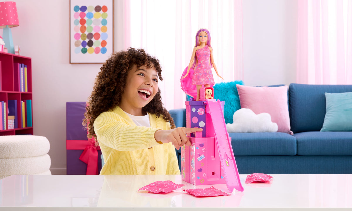 Barbie Party Unboxed Rise & Surprise Doll Playset with Accessories