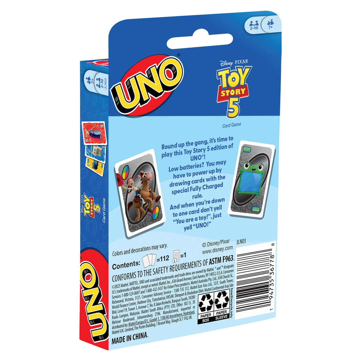 UNO Disney Pixar Toy Story 5 Card Game - Family & Kids Card Game