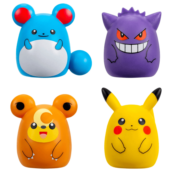Pokémon Squish-A-Longs Collectible Mini Figures 4-Pack - Squishy Pokémon Character Toys for Kids