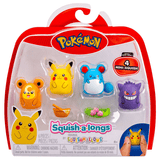 Pokémon Squish-A-Longs Collectible Mini Figures 4-Pack - Squishy Pokémon Character Toys for Kids