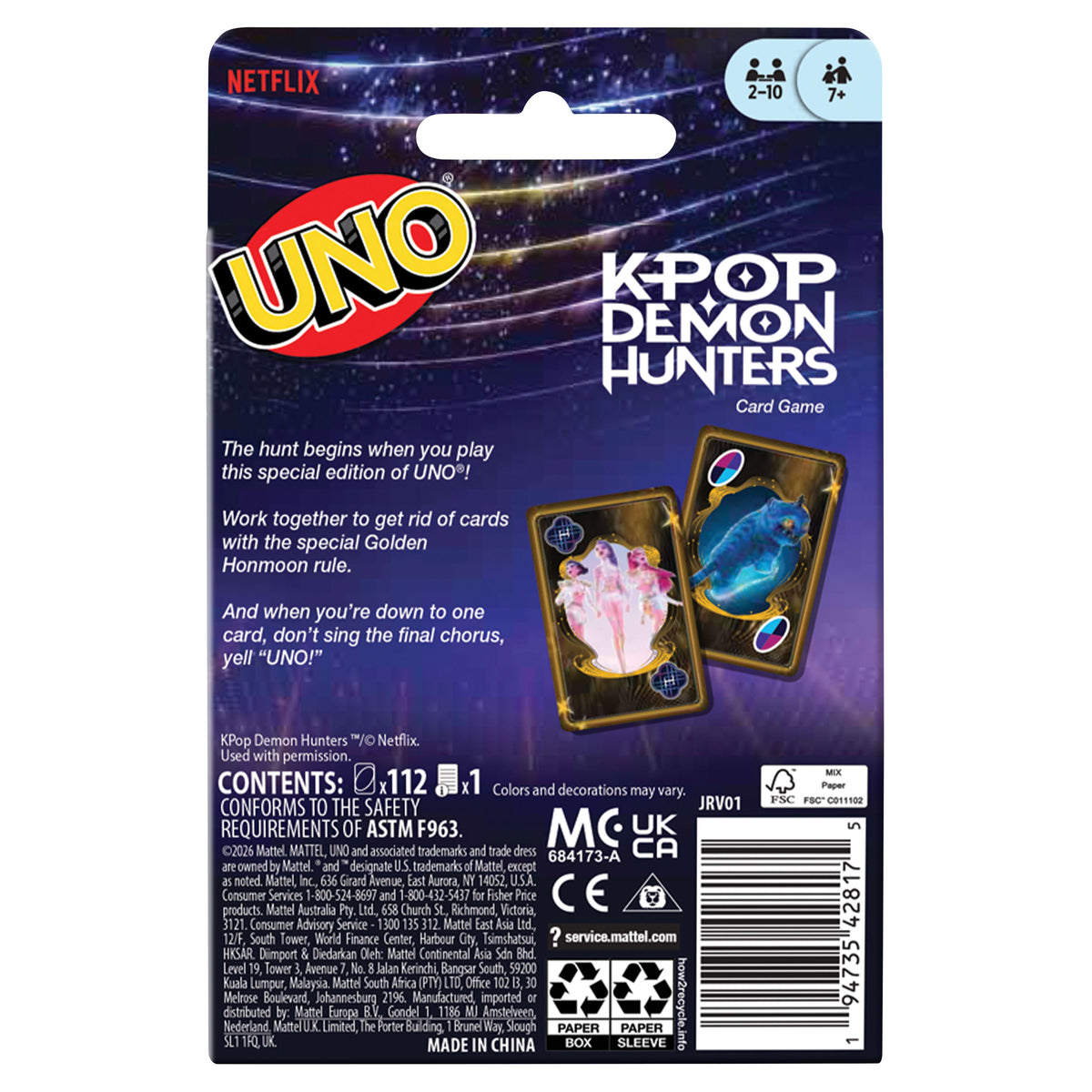 UNO K-pop Demon Hunters Card Game - Family & Kids Card Game