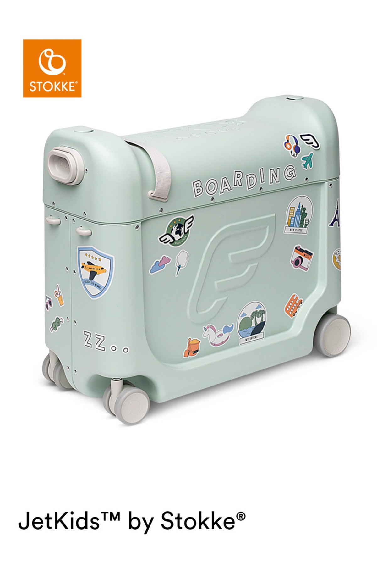 Stokke JetKids BedBox Green Aurora Kids Ride On Travel Suitcase Bed Box