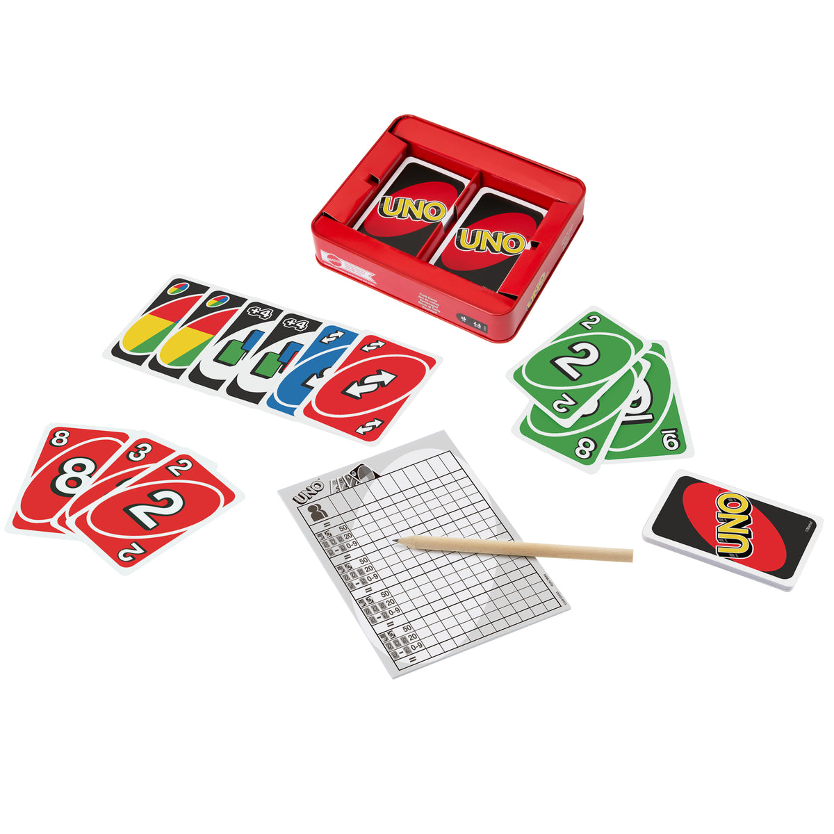 UNO Deluxe Card Game - Classic Family Card Game with Storage Tin
