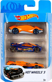 Hot Wheels Die-Cast Basic Cars 3-Pack Assorted Color 1:64 Scale - Random Selection